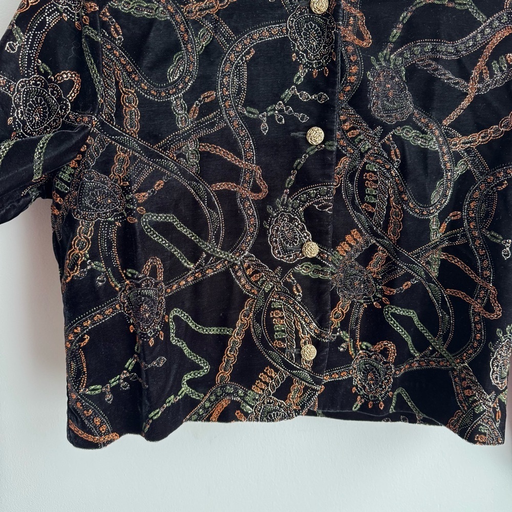 Vintage Artsy Velvet Jacket Womens 14 Petite Black Elegant Sophisticated EUC - Picture 6 of 13